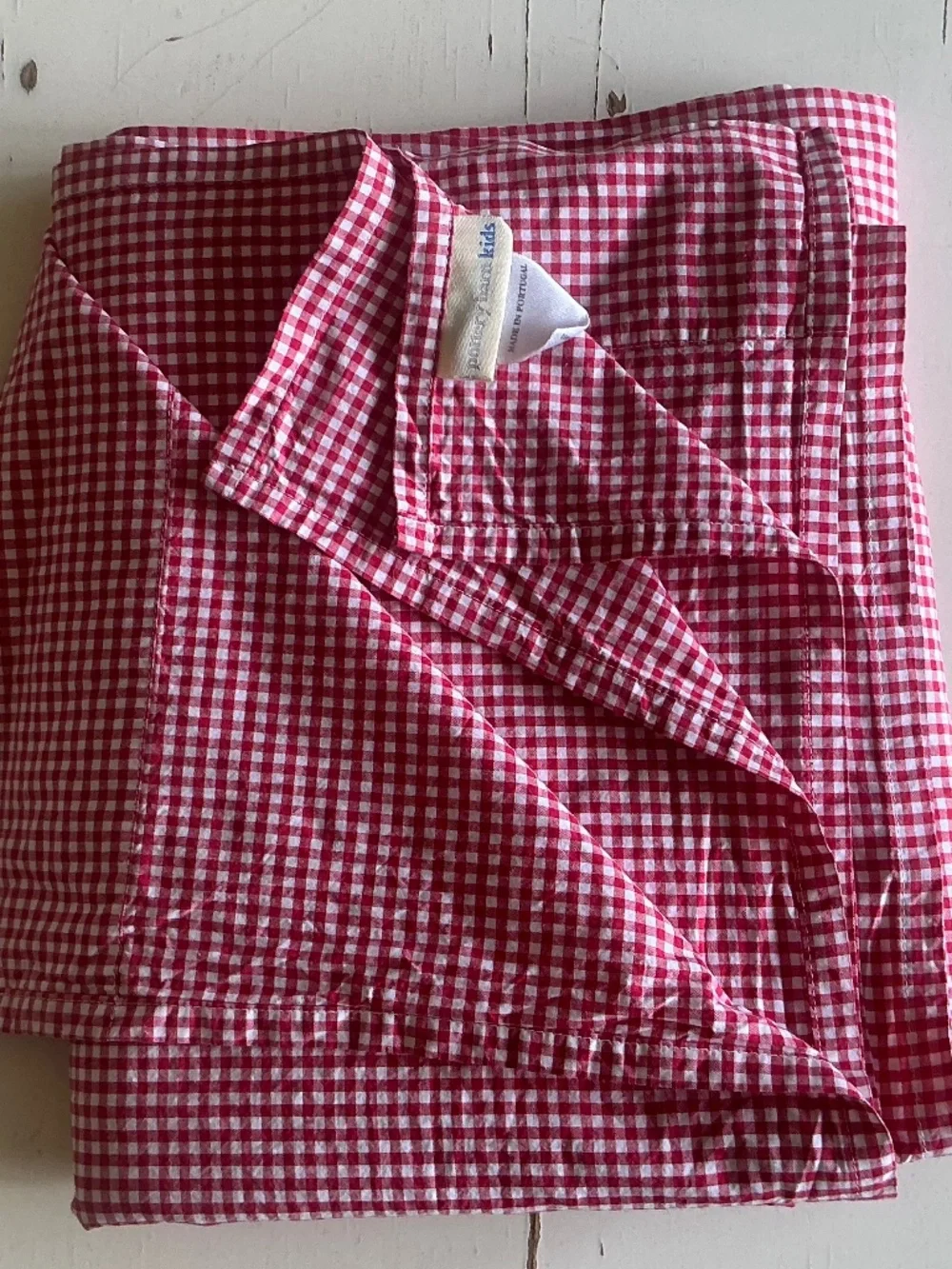 Pottery Barn Kids Red and White Gingham Check Full Flat Sheet